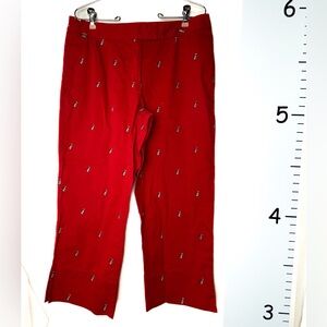 Liz Golf Cathren‎ Red Capri Pants with Golf Bag Logo Embroidery Women's 12